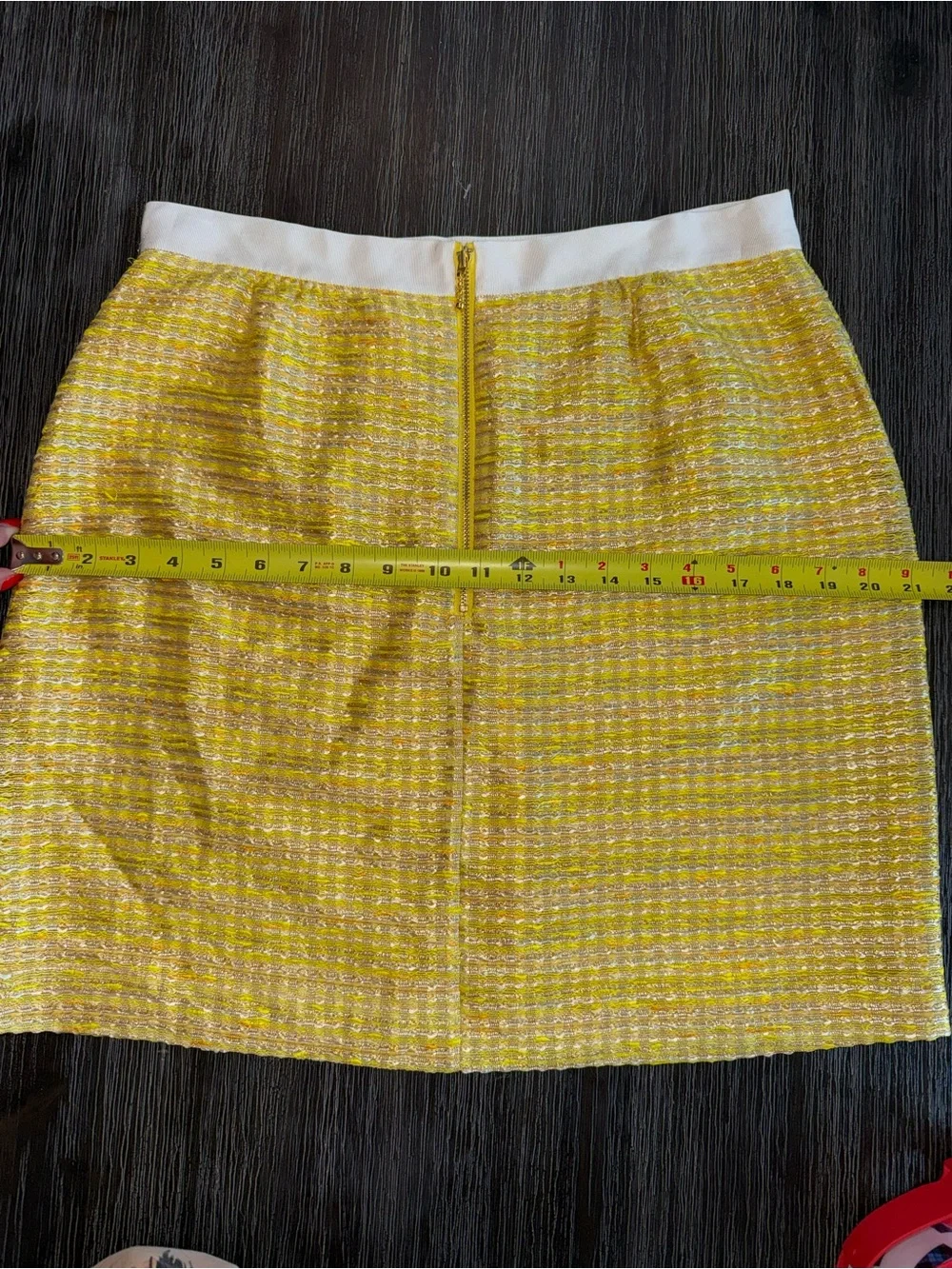kate spade Yellow Tweed Mini Skirt with White Waistband